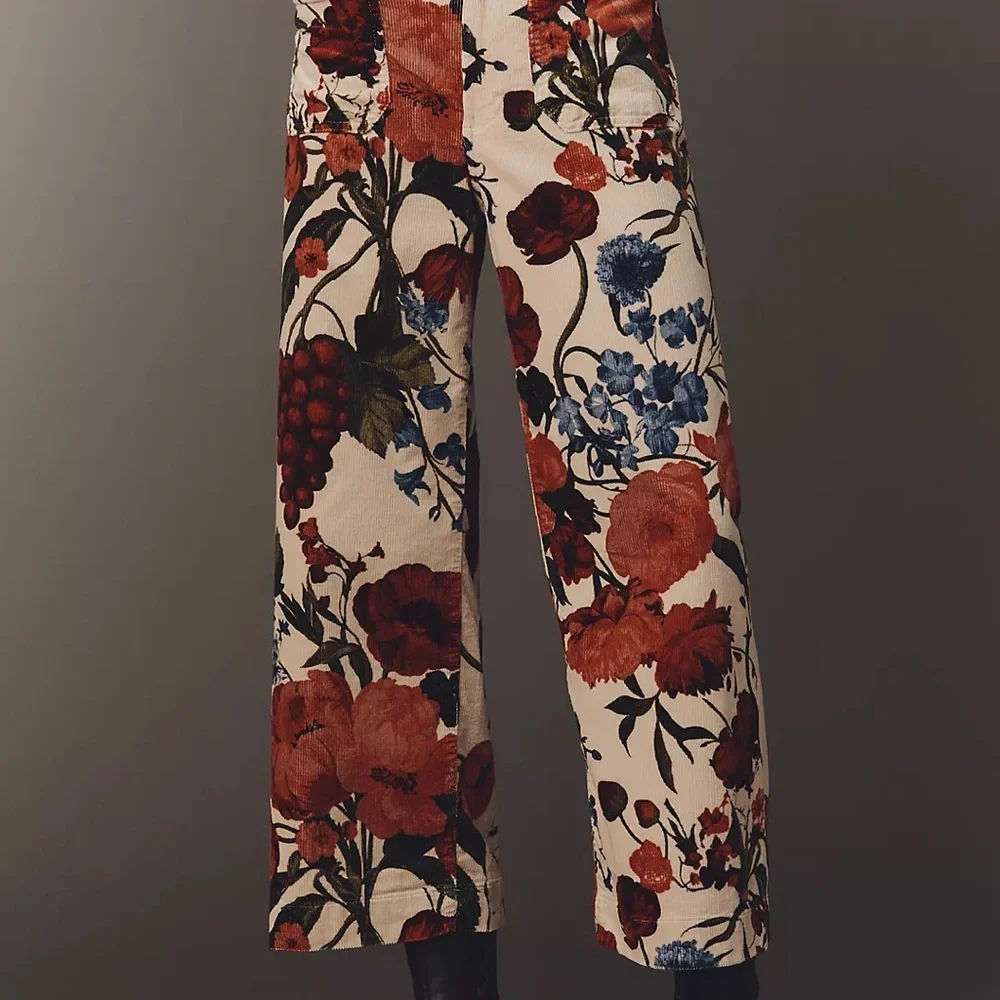 Anthropologie Maeve Colette Cropped Corduroy Pant Botanical 30 - Picture 2 of 5
